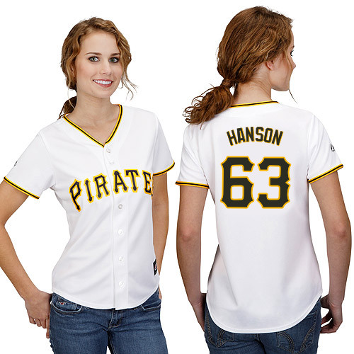 Alen Hanson #63 mlb Jersey-Pittsburgh Pirates Women's Authentic Home White Cool Base Baseball Jersey